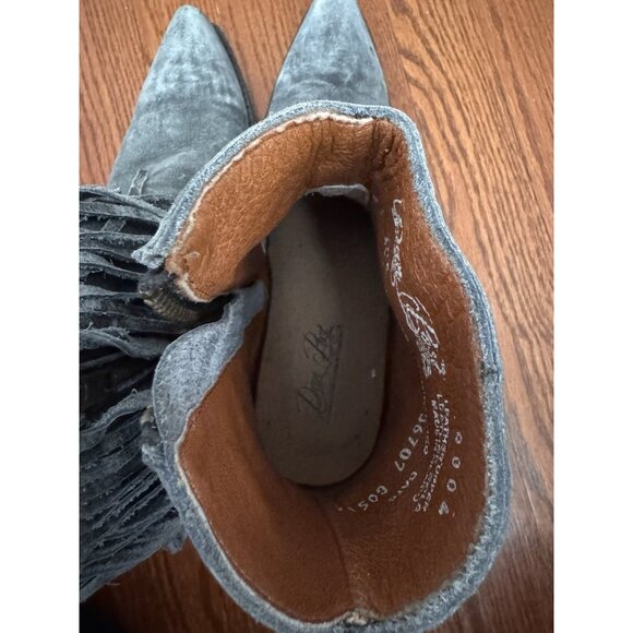 DAN POST Women 7.5 FRINGE Leather Suede Western Boots Blue - Picture 9 of 10